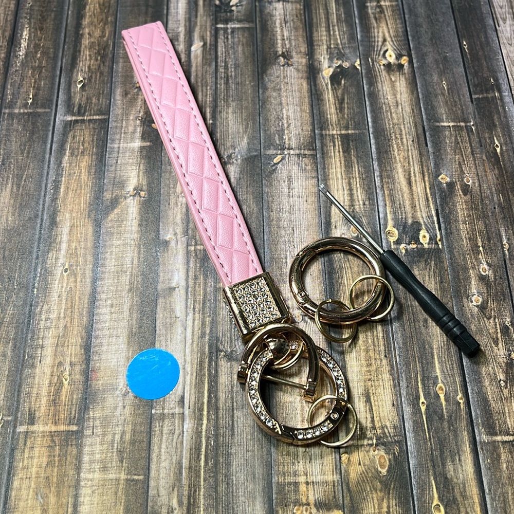 5for$10 Gem Gold & Pink Wristlet Wallet, Keychain, Car Key, ID, AirPod Holder